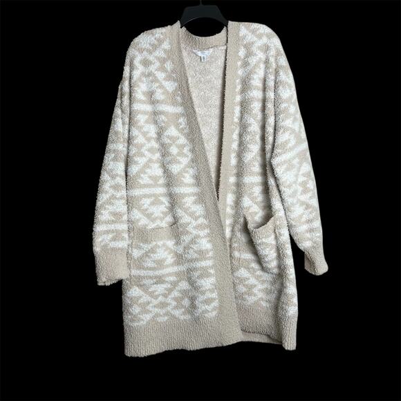 Time and Tru XXL Aztek Cardigan Sweater Beige White Pockets - Picture 6 of 6
